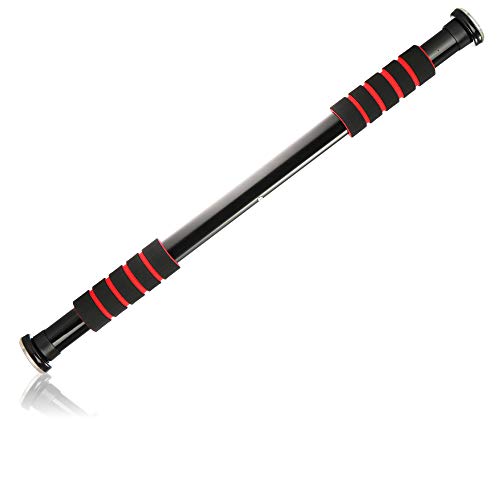 com-four® Barra de dominadas, Barra de tracción Ajustable para el Marco de la Puerta, con Agarre Suave, Ideal para Entrenamiento físico en casa, fácil Montaje (Negro/Rojo para Sujetar) com-four® Barra de dominadas, Barra de tracción Ajustable para el Marco de la Puerta, con Agarre Suave, Ideal para Entrenamiento físico en casa, fácil Montaje (Negro/Rojo para Sujetar)