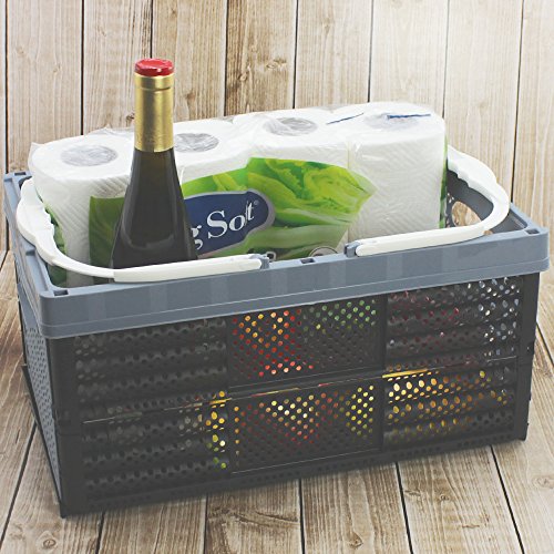 com-four® Caja Plegable con Asas de 16 litros - Caja de Transporte con Asas - Caja de Almacenaje Robusta - Cesta de Compras Plegable - 20 x 40 x 27 cm (01 Pieza - Gris) com-four® Caja Plegable con Asas de 16 litros - Caja de Transporte con Asas - Caja de Almacenaje Robusta - Cesta de Compras Plegable - 20 x 40 x 27 cm (01 Pieza - Gris)