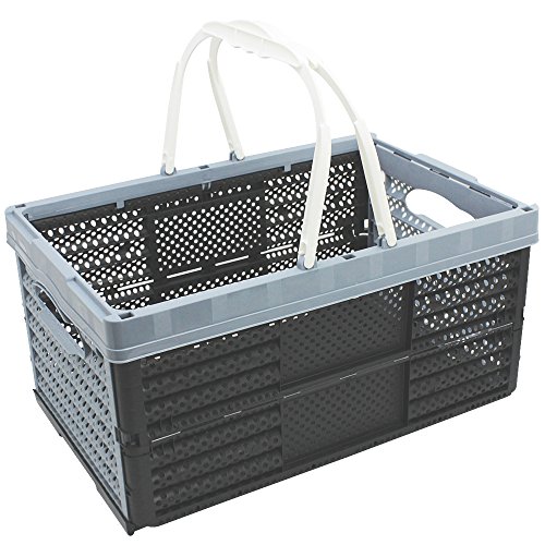com-four® Caja Plegable con Asas de 16 litros - Caja de Transporte con Asas - Caja de Almacenaje Robusta - Cesta de Compras Plegable - 20 x 40 x 27 cm (01 Pieza - Gris) com-four® Caja Plegable con Asas de 16 litros - Caja de Transporte con Asas - Caja de Almacenaje Robusta - Cesta de Compras Plegable - 20 x 40 x 27 cm (01 Pieza - Gris)