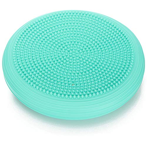 com-four® Cojín de Equilibrio - cojín de Asiento de Bola Inflable - cojín móvil con Ø 33 cm - cojín de Equilibrio para Fitness, Deportes de rehabilitación (Verde)
