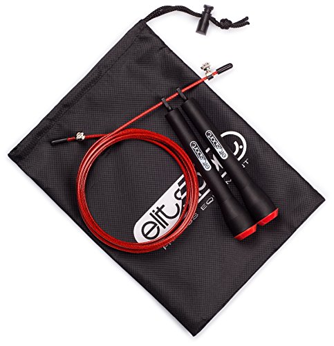 Comba de Velocidad ELIT - PRO - Jump Rope -Empuñadura Super Cómoda Para Mejor Control de Giro - Rodamientos Metálicos de Alta Calidad - Cable de Acero de 2.5 mm de Alta Velocidad con Recubrimiento de Plástico Color Negro - Ideal Para Dobles y Triples Pasa Comba de Velocidad ELIT - PRO - Jump Rope -Empuñadura Super Cómoda Para Mejor Control de Giro - Rodamientos Metálicos de Alta Calidad - Cable de Acero de 2.5 mm de Alta Velocidad con Recubrimiento de Plástico Color Negro - Ideal Para Dobles y Triples Pasa