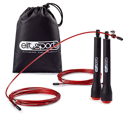 Comba de Velocidad ELIT - PRO - Jump Rope -Empuñadura Super Cómoda Para Mejor Control de Giro - Rodamientos Metálicos de Alta Calidad - Cable de Acero de 2.5 mm de Alta Velocidad con Recubrimiento de Plástico Color Negro - Ideal Para Dobles y Triples Pasa Comba de Velocidad ELIT - PRO - Jump Rope -Empuñadura Super Cómoda Para Mejor Control de Giro - Rodamientos Metálicos de Alta Calidad - Cable de Acero de 2.5 mm de Alta Velocidad con Recubrimiento de Plástico Color Negro - Ideal Para Dobles y Triples Pasa