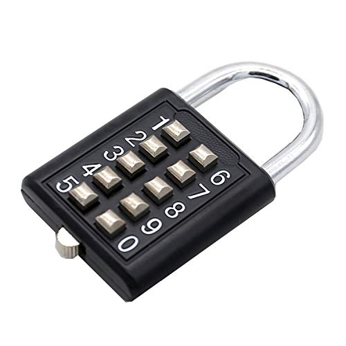 Combinación de 10 botones candado 5 mecanismo de bloqueo ciegos mayores fijos gimnasio gabinete kit puerta candado gimnasio deportes escuela y casilleros para empleados cerco negro exterior hebilla Combinación de 10 botones candado 5 mecanismo de bloqueo ciegos mayores fijos gimnasio gabinete kit puerta candado gimnasio deportes escuela y casilleros para empleados cerco negro exterior hebilla