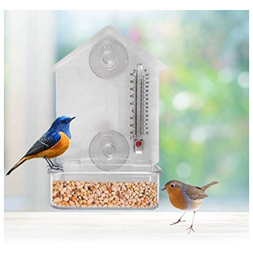 Comedero para PáJaros, Jaula Transparente para AlimentacióN De PáJaros con Ventosas Fuertes Soporte Comedero Birdhouse Alimentador Cerca Caja De Alimentos para AlimentacióN En Jardines Al Aire Libre