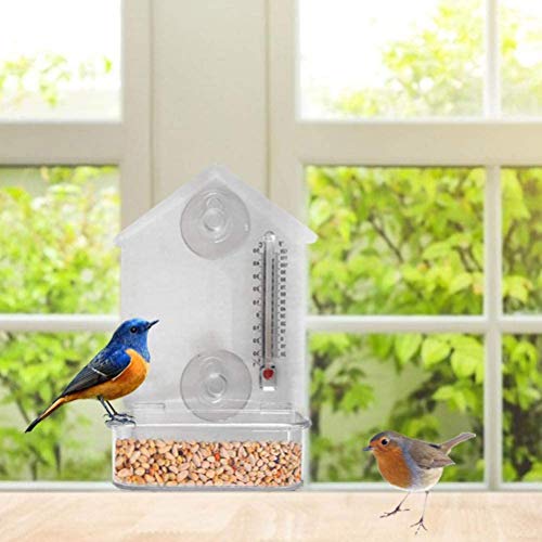 Comedero para PáJaros, Jaula Transparente para AlimentacióN De PáJaros con Ventosas Fuertes Soporte Comedero Birdhouse Alimentador Cerca Caja De Alimentos para AlimentacióN En Jardines Al Aire Libre