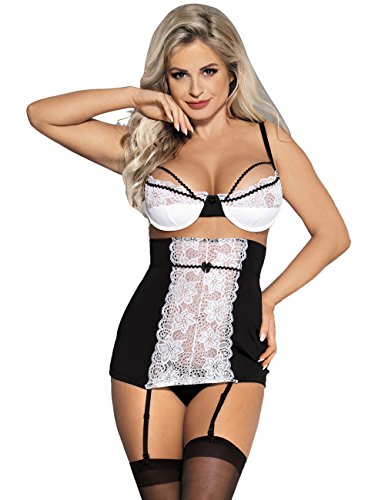 comeondear Mujer Conjunto de Lencería 3 Piezas Encaje Sujetador Push Up con Tanga y Liguero de Cintura Alta Talla Grande M-5XL comeondear Mujer Conjunto de Lencería 3 Piezas Encaje Sujetador Push Up con Tanga y Liguero de Cintura Alta Talla Grande M-5XL