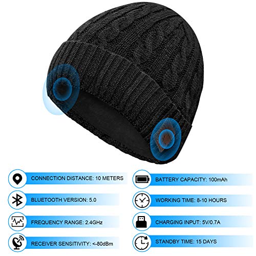 Comfine Gorro de Música, Altavoces Estéreo Incorporados de Gorro Bluetooth, Regalos Tecnológicos únicos para Hombres/Mujeres, Auriculares Gorro para Correr/Escalada/Senderismo, etc