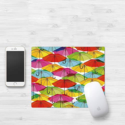 Comfortable Mouse Pad 320x250 mm,Figuras de paraguas modernas y coloridas en tonos vibra,Gaming Matte superficie lisa para ratón de goma antideslizantes con Designs para gamer y Office trabajo32x25 cm