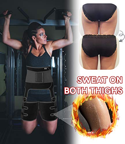 COMFREE 3 in 1 Efecto Sauna Faja Lumbar Neopreno Fajas Reductoras Mujer Cintura Butt Lifter Quema de Grasas Negro L