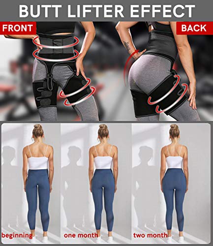 COMFREE 3 in 1 Efecto Sauna Faja Lumbar Neopreno Fajas Reductoras Mujer Cintura Butt Lifter Quema de Grasas Negro L