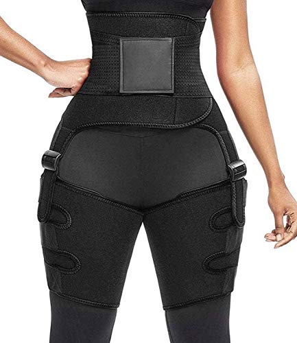 COMFREE 3 in 1 Efecto Sauna Faja Lumbar Neopreno Fajas Reductoras Mujer Cintura Butt Lifter Quema de Grasas Negro L