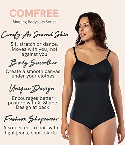 COMFREE Bodies Moldeadores para Mujer Adelgazante Faja Reductora Ligero Control de Barriga sin Mangas Body Shaper Talla Grande S Negro