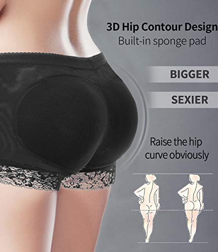 COMFREE Braguitas Moldeadoras Levanta Gluteos Ropa Interior Sin Costuras Lencería Reductora Bragas Control con Almohadillas Ajustable Calzoncillos Elástico Shapewear para Mujer Negro S