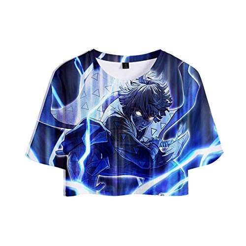 Comics Kimetsu no Yaiba 3D Color Impreso Umbilical Mujer Camiseta Verano CV Model M Comics Kimetsu no Yaiba 3D Color Impreso Umbilical Mujer Camiseta Verano CV Model M