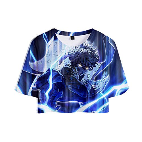 Comics Kimetsu no Yaiba 3D Color Impreso Umbilical Mujer Camiseta Verano CV Model M