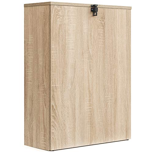 COMIFORT Escritorio Colgante - Mesa de Pared Plegable con Librería de Estructura Firme, Moderna y Minimalista con Baldas Espaciosas y de Gran Capacidad, Color Roble COMIFORT Escritorio Colgante - Mesa de Pared Plegable con Librería de Estructura Firme, Moderna y Minimalista con Baldas Espaciosas y de Gran Capacidad, Color Roble