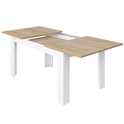COMIFORT Mesa de Comedor- Mueble Extensible, de Estilo Moderno, Muy Resistente, con Medidas de 140/190 x 90 x 78 cm, Fabricado en Europa, Color Blanco y Roble COMIFORT Mesa de Comedor- Mueble Extensible, de Estilo Moderno, Muy Resistente, con Medidas de 140/190 x 90 x 78 cm, Fabricado en Europa, Color Blanco y Roble
