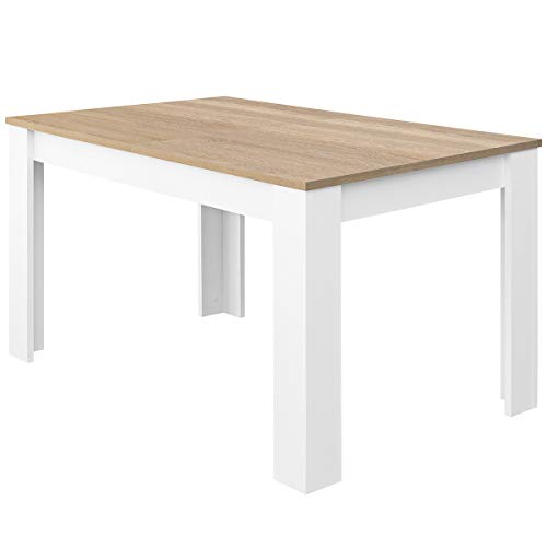 COMIFORT Mesa de Comedor- Mueble Extensible, de Estilo Moderno, Muy Resistente, con Medidas de 140/190 x 90 x 78 cm, Fabricado en Europa, Color Blanco y Roble COMIFORT Mesa de Comedor- Mueble Extensible, de Estilo Moderno, Muy Resistente, con Medidas de 140/190 x 90 x 78 cm, Fabricado en Europa, Color Blanco y Roble