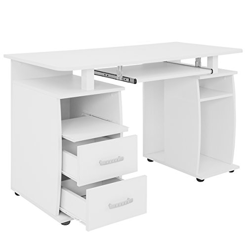 COMIFORT T05B - Mesa de Ordenador, Escritorio, Mesa de Oficina, 115x55x76 cm, Color Blanco