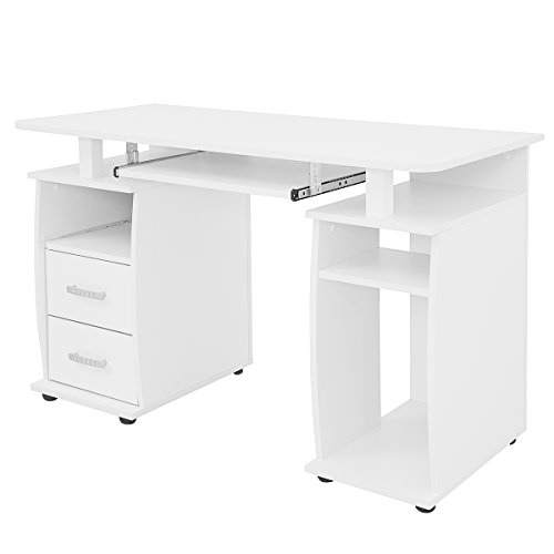 COMIFORT T05B - Mesa de Ordenador, Escritorio, Mesa de Oficina, 115x55x76 cm, Color Blanco