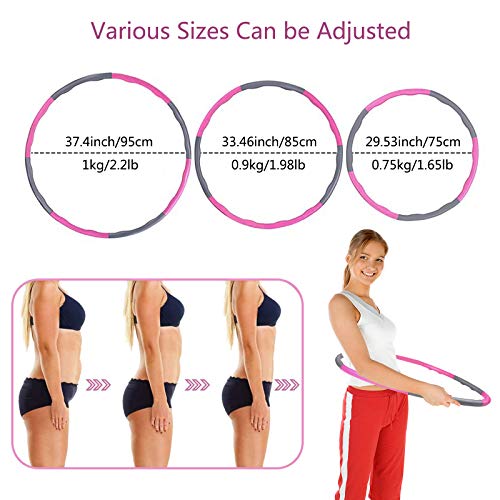 Comius Sharp 8 Secciones Aro de Fitness, Círculo de pérdida de Peso Desmontable con Espuma Fitness Hula Hoop Desmontable Hula Hoop para Ejercicio, Hacer Cintura Delgada, Ejercicio Físico