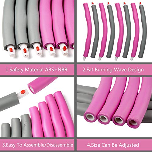 Comius Sharp 8 Secciones Aro de Fitness, Círculo de pérdida de Peso Desmontable con Espuma Fitness Hula Hoop Desmontable Hula Hoop para Ejercicio, Hacer Cintura Delgada, Ejercicio Físico