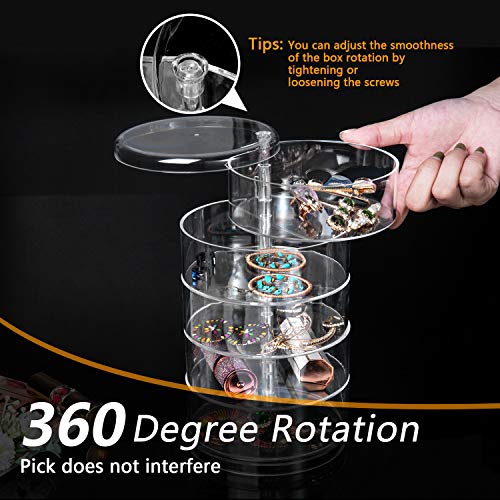 Comius Sharp Caja Joyero Organizador Rotación de 360° con Tapa Almacenamiento, Caja Joyero Organizador de Almacenamiento de Joyas 4 Niveles, para Anillos, Pendientes Pulseras y Collares (Transparente) Comius Sharp Caja Joyero Organizador Rotación de 360° con Tapa Almacenamiento, Caja Joyero Organizador de Almacenamiento de Joyas 4 Niveles, para Anillos, Pendientes Pulseras y Collares (Transparente)