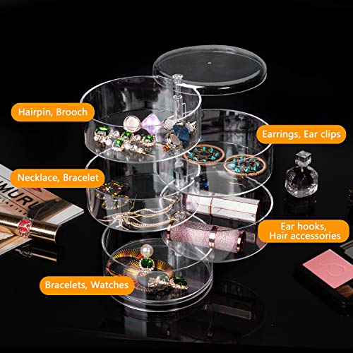 Comius Sharp Caja Joyero Organizador Rotación de 360° con Tapa Almacenamiento, Caja Joyero Organizador de Almacenamiento de Joyas 4 Niveles, para Anillos, Pendientes Pulseras y Collares (Transparente) Comius Sharp Caja Joyero Organizador Rotación de 360° con Tapa Almacenamiento, Caja Joyero Organizador de Almacenamiento de Joyas 4 Niveles, para Anillos, Pendientes Pulseras y Collares (Transparente)