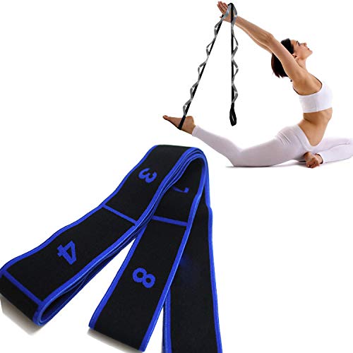 Comius Sharp Correa de Yoga Mejorada Correa de Estiramiento Banda de Estiramiento de Ejercicio de múltiples bucles para Fisioterapia, Fascitis Plantar, Pilates, Danza y Gimnasia (Blue)