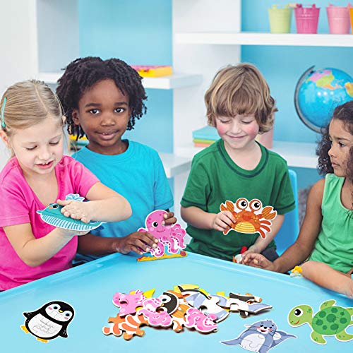 Comius Sharp Puzzle de Madera, 6 Pack Rompecabezas Puzzle Juguetes Bebes para Niños de 1 2 3 4 5 Años Montessori Educativos Regalos 3D Patrón Puzles con Caja de Rompecabezas de Metal (Ocean)