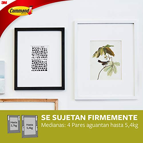 Command 17201 - Pack de 8 tiras para cuadros (medianas, hasta 5.4 kg), color blanco Command 17201 - Pack de 8 tiras para cuadros (medianas, hasta 5.4 kg), color blanco