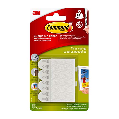 Command 17202, Tiras para Colgar Cuadros, Blanco, Pequeñas, (hasta 1,8 kg)