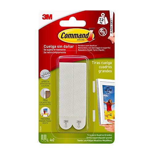 Command 17206 Pack de 8 tiras para cuadros grandes color blanco, Set de 8 Piezas Command 17206 Pack de 8 tiras para cuadros grandes color blanco, Set de 8 Piezas