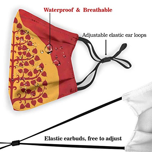 Cómoda cubierta de cara a prueba de viento, diseño artístico de Bodhi Tree Nature y meditación de yoga antigua, decoraciones faciales impresas para niños Cómoda cubierta de cara a prueba de viento, diseño artístico de Bodhi Tree Nature y meditación de yoga antigua, decoraciones faciales impresas para niños