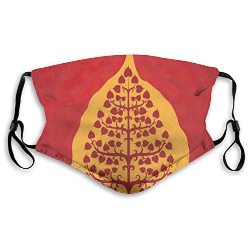Cómoda cubierta de cara a prueba de viento, diseño artístico de Bodhi Tree Nature y meditación de yoga antigua, decoraciones faciales impresas para niños Cómoda cubierta de cara a prueba de viento, diseño artístico de Bodhi Tree Nature y meditación de yoga antigua, decoraciones faciales impresas para niños
