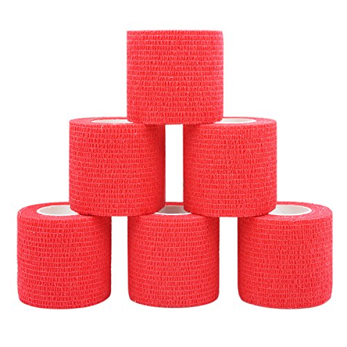 COMOmed Non-woven fabric self-adhesive Bandage venda cohesiva Mascota Vendaje Rojo 5cm X 4.5m 6 Volumen