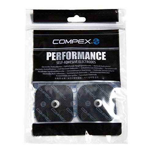 Compex - Pack de electrodos Easysnap Performance 5 x 10 cm - 2 Unidades + 6260760 - Electrodos Easysnap Performance, 5 X 5 cm, Color Azul