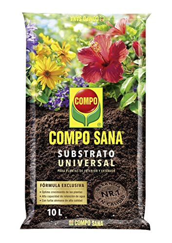 Compo Sana Universal de Calidad para macetas con 12 semanas de abono para Plantas de Interior, terraza y jardín, Substrato de Cultivo, 10 L Compo Sana Universal de Calidad para macetas con 12 semanas de abono para Plantas de Interior, terraza y jardín, Substrato de Cultivo, 10 L