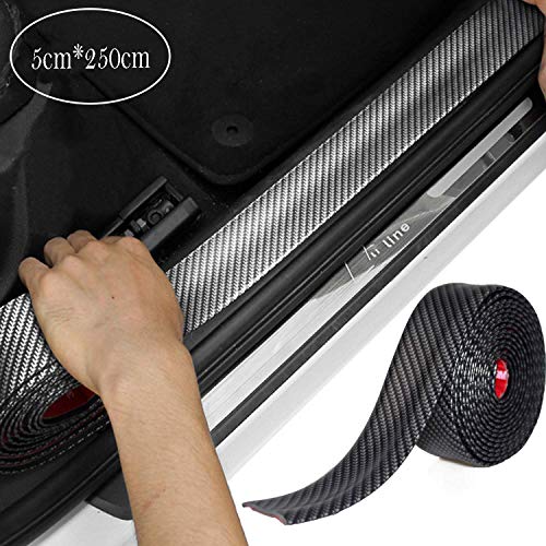 CompraFun Protector Umbral de Puerta de Coche, Pegatina Engomada de Fibra Carbono Anti-rasguño, Accesorio de Coche (5 * 250CM) CompraFun Protector Umbral de Puerta de Coche, Pegatina Engomada de Fibra Carbono Anti-rasguño, Accesorio de Coche (5 * 250CM)
