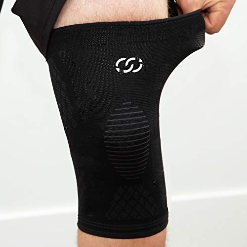 CompressionGear Rodilleras - Soporte compresión para Correr, Bicicleta, Pesas, Hacer Ejercicio - Deportivo para Hombres/Mujeres - Alivio Dolor, Recuperación Lesiones - Estabilizador Antideslizante