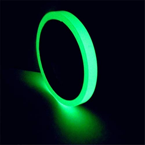 Comtervi Cinta adhesiva fluorescente, cinta de advertencia de fósforo, cinta luminosa, brilla en la oscuridad, impermeable, cinta luminosa, tamaño 2 cm x 1 m (verde)