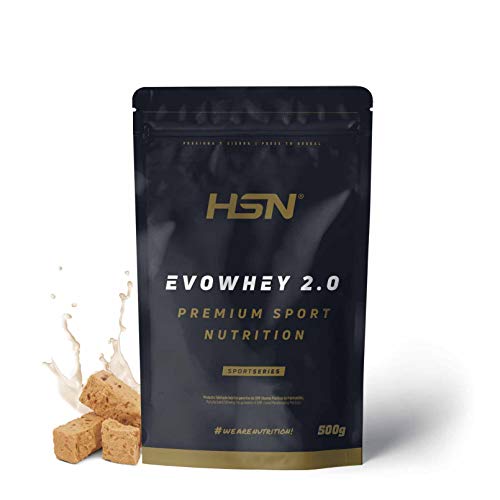 Concentrado de Proteína de Suero Evowhey Protein 2.0 de HSN | Whey Protein Concentrate| Batido de Proteínas en Polvo | Vegetariano, Sin Gluten, Sin Soja, Sabor Turrón, 500g