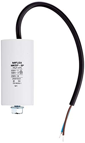 Condensador de Arranque del Motor Miflex, 16µF, 450 V, 40 x 78 mm, conexión M8