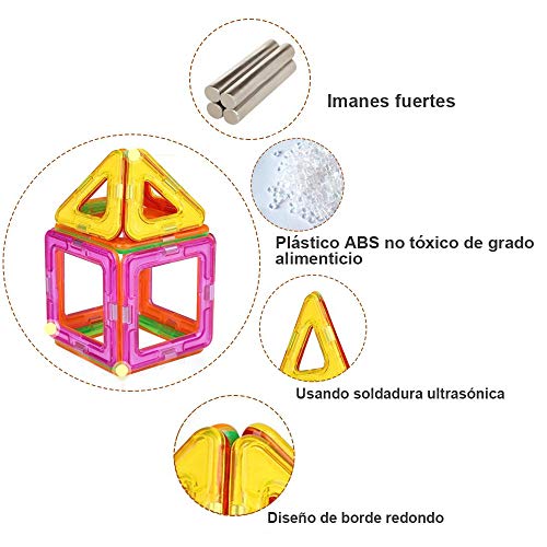 Condis Bloques de Construcción Magnéticos para niños, Juegos de Viaje Construcciones Magneticas imanes Regalos cumpleaños Juguetes Educativos para Niños Niñas de 2 3 4 5 6 7 8 Años Infantil, 78 Piezas
