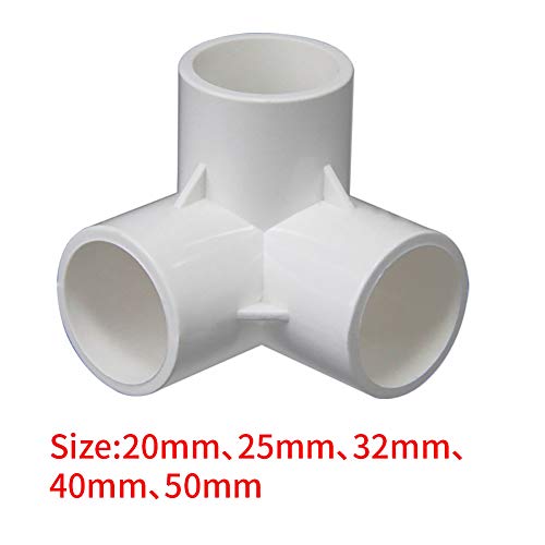 Conectores de PVC para muebles de 20 mm, 25 mm, 32 mm, 40 mm, 50 mm, tubo de jardín tridimensional de agua (20 mm)