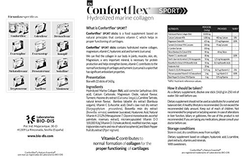 Confortflex® Sport colageno marino hidrolizado 10 gr. con minerales, l-carnitina, curcuma, acido hialuronico y vitaminas C, D-3 y K-2. 22 stick Confortflex® Sport colageno marino hidrolizado 10 gr. con minerales, l-carnitina, curcuma, acido hialuronico y vitaminas C, D-3 y K-2. 22 stick