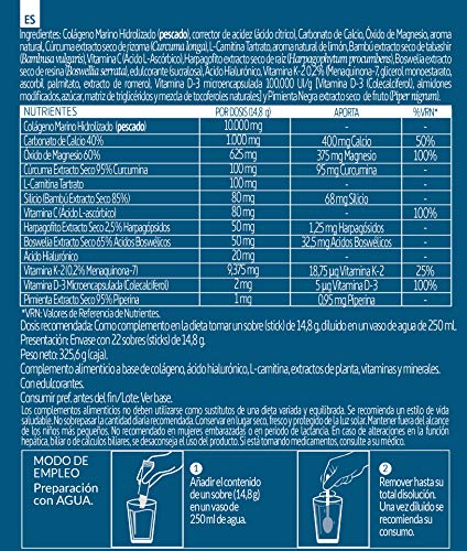 Confortflex® Sport colageno marino hidrolizado 10 gr. con minerales, l-carnitina, curcuma, acido hialuronico y vitaminas C, D-3 y K-2. 22 stick Confortflex® Sport colageno marino hidrolizado 10 gr. con minerales, l-carnitina, curcuma, acido hialuronico y vitaminas C, D-3 y K-2. 22 stick