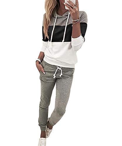 Conjunto Chandal Mujer Capucha Rayas Chándal Mujer Completo Conjuntos Deportivos Deporte Dos Piezas Mujer Chandals Entero Señora Set Chándals Mujeres 2 Piezas Chandales Sudadera Pantalones Negro L