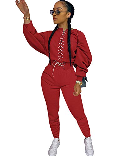 Conjunto Chandal Mujer Crop Top Chándal Mujer Completo Conjuntos Deportivos Dos Piezas Mujer Chandals Entero Señora Tallas Grandes Set Chándals Mujeres 2 Piezas Chandales Sudadera Pantalones Rojo S