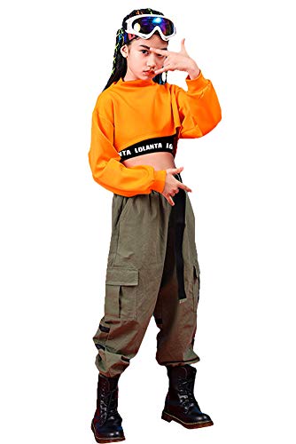 Conjunto de 3 Piezas Ropa de Hip Hop para niñas Elegante Traje de Baile Callejero, Chaleco, Camiseta, Pantalones Cargo Conjunto de 3 Piezas Ropa de Hip Hop para niñas Elegante Traje de Baile Callejero, Chaleco, Camiseta, Pantalones Cargo